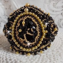 Cleopatra manchetarmbånd broderet med sort onyx, Swarovski-krystaller og frøperler